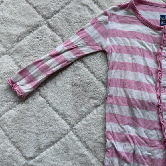 Kickee Pants | "Lotus Stripe" Classic Ruffle Coverall with Snaps | Size 12-18M - Picture 4 of 10
